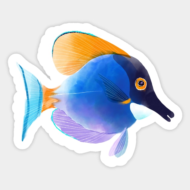 Watercolor of Powdered Blue Tang Sticker by TrevorIrvin